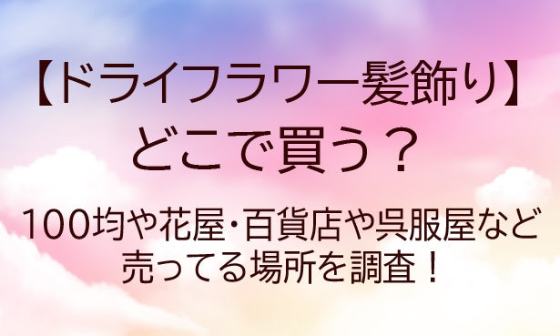 ドライフラワー髪飾りどこで買う?100均や花屋・百貨店や呉服屋等どこに売ってる?