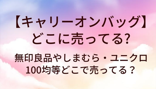 キャリーオンバッグはどこに売ってる？無印良品やしまむら・ユニクロや100均等どこで売ってる？